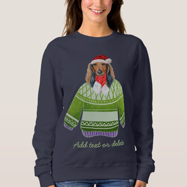Sweatshirt Longue Dachshund Vilain Noël Weiner Chien Maman (Devant)