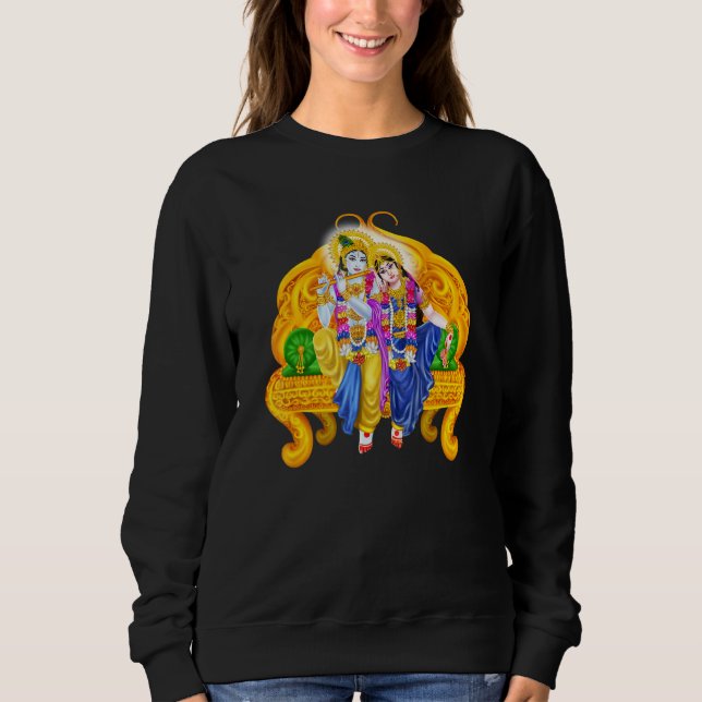 Sweatshirt Lord Krishna Et Devi Radha Méditation De La Déité  (Devant)