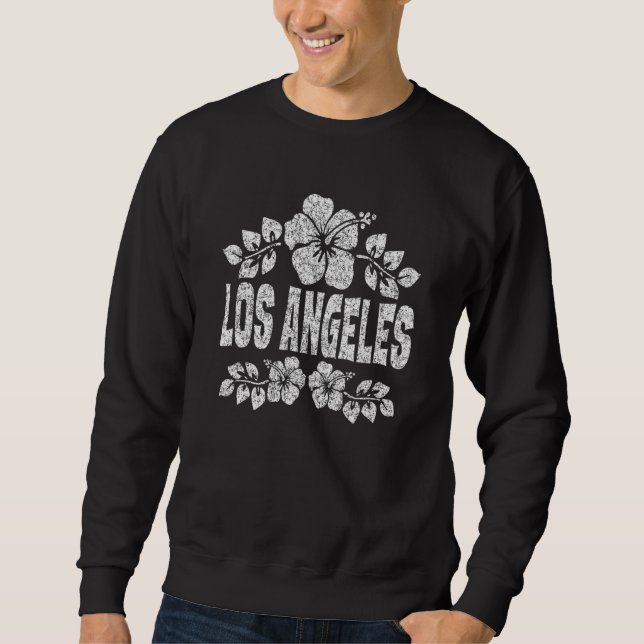 Sweatshirt Los Angeles Flowers Distressed White Print (Devant)