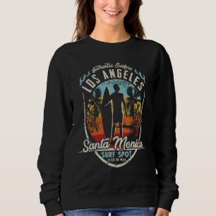 Sweatshirt Los Angeles Surfant Vintage Rétro Surfeur Santa Mo