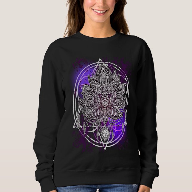 Sweatshirt Lotus Crystals Zen Flower Of Life Hippie Sacred Ge (Devant)