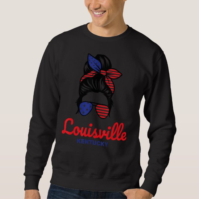 Sweatshirt Louisville Kentucky Retro Messy Bun (Devant)