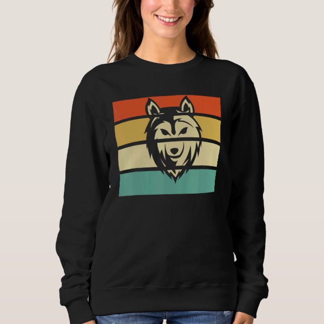 Sweatshirt Loup animal de la forêt rétro (Devant)