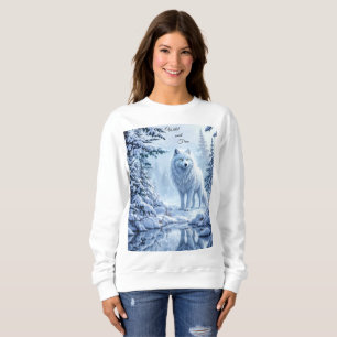 Sweatshirt Loup de neige sauvage prédateur nature art d'hiver