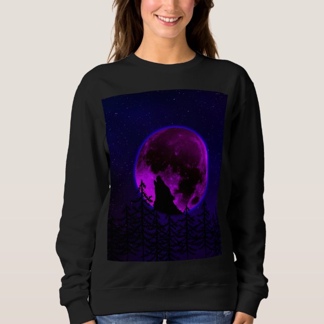 SWEATSHIRT LOUP HURLANT LUNE MAGENTA   (Devant)