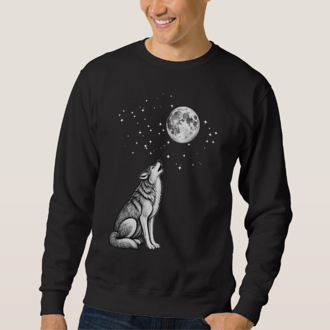 Sweatshirt Loup hurlant Nuit céleste (Devant)