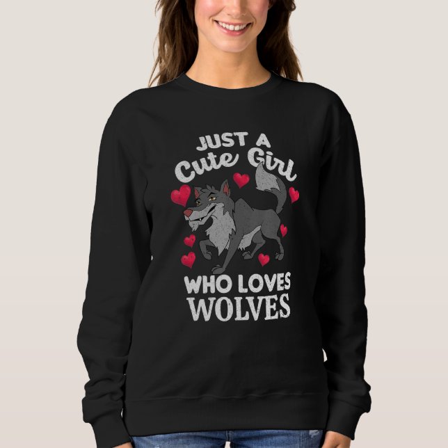 Sweatshirt Loup mignon filles femmes loup de forêt (Devant)