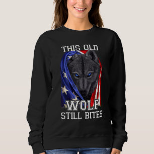 Sweatshirt Loup Noir cool Drapeau Américain Ce Vieux Loup Tou