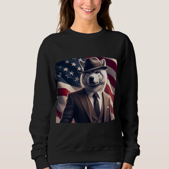 Sweatshirt Loup patriotique   (Devant)