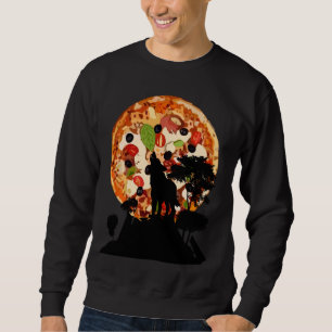 Sweatshirt Loup vintage hurlant aux loups de la lune de pizza