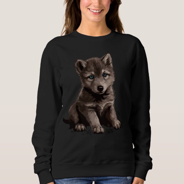 Sweatshirt Loups Blue Eyes Nature Pack Forêt Petit Loup (Devant)