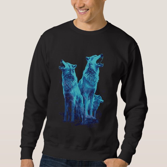 Sweatshirt Loups Hurlants Phénoménaux de Meute de Loup Rétro  (Devant)