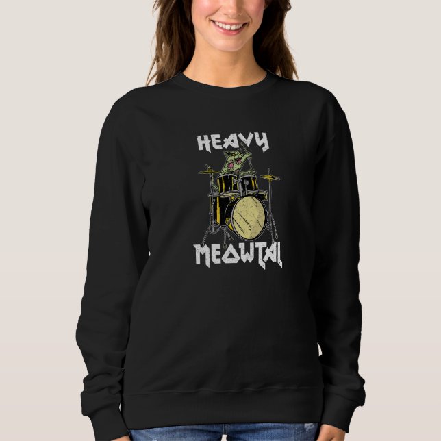 Sweatshirt Lourd Meowtal Funny Death Metal Halloween Zombie C (Devant)
