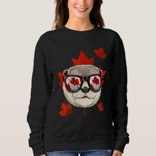 Sweatshirt Loutre canadienne Feuille d'érable Drapeau du Cana