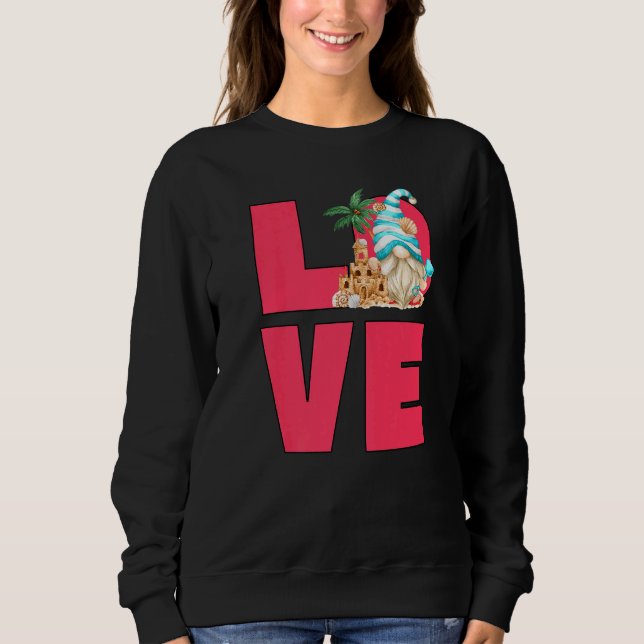 Sweatshirt Love Beach Gnome Pour Les Femmes En Vacances Été F (Devant)