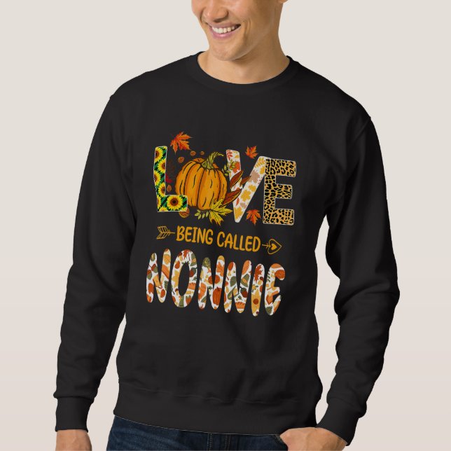 Sweatshirt Love Being Called Nonnie Pumpkin Fall Leaves Thank (Devant)