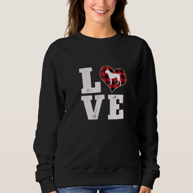 Sweatshirt Love Boxer Dog Lover Gifts Dog Buffalo Plaid Valen (Devant)