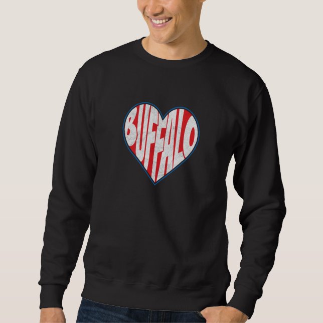 Sweatshirt LOVE BUFFALO NY New York 716 retro heart city Buff (Devant)