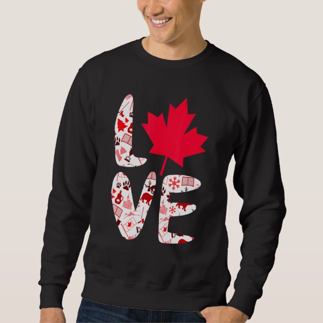 Sweatshirt Love Canada Maple Feuille mignonne Canadian Canada (Devant)
