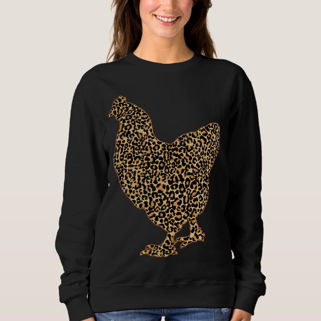 Sweatshirt LOVE Chicken Leopard Print Vint (Devant)