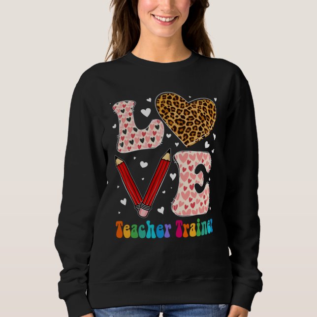 Sweatshirt Love Coeur Enseignant Entraîneur Leopard Plaid Red (Devant)