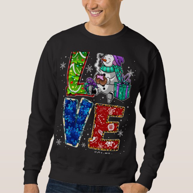 Sweatshirt Love Gigi Life Snowman Leopard Thanksgiving gigili (Devant)