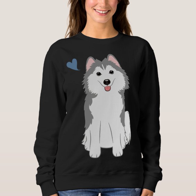 Sweatshirt Love Grey Pomsky Pomeranian Husky (Devant)