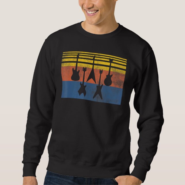 Sweatshirt Love Guitare Différentes Guitares Retro Guitare Pl (Devant)