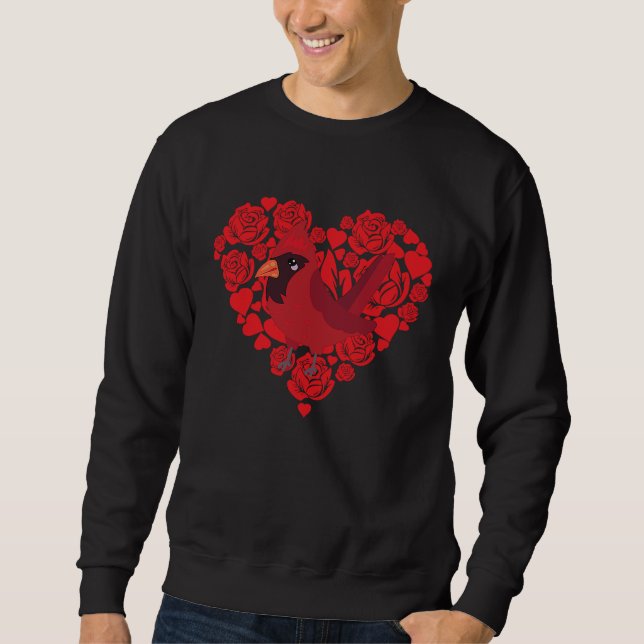 Sweatshirt Love Heart Valentine's Day Roses Cardinal Boys Kid (Devant)