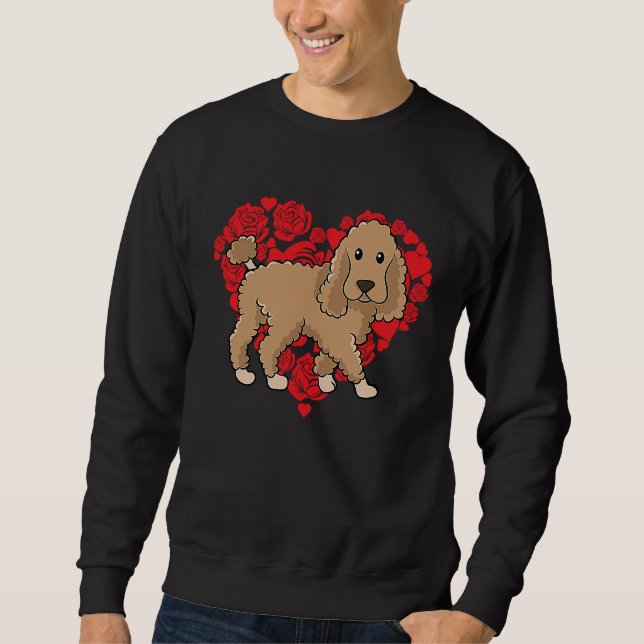 Sweatshirt Love Heart Valentine's Day Roses Poodle Boys Kids (Devant)