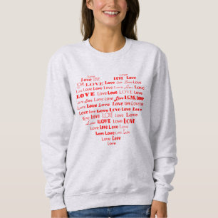 Sweatshirt Love Heart Word Cloud Hot Pink Polices mélangées