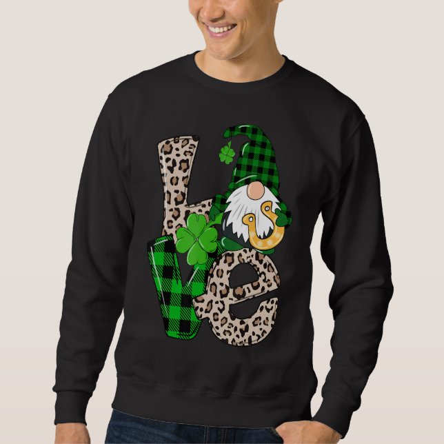 Sweatshirt Love Irish Gnome Tie Dye Shamrock St Patrick Day (Devant)