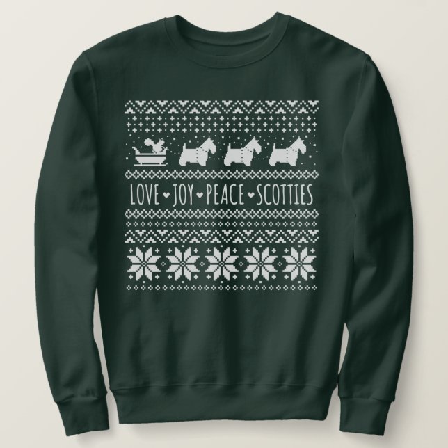 Sweatshirt Love Joy Peace Scotties Christmas Holiday Dogs (Design devant)