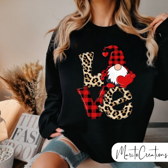 Sweatshirt Love Leopardo Buffalo Paild Gnome Valentine´s Day (Créateur téléchargé)