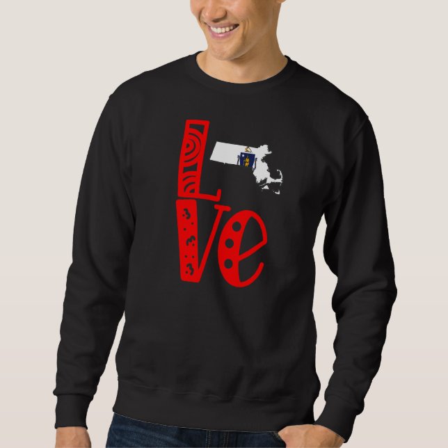 Sweatshirt Love Massachusetts En Lettres En Bloc (Devant)