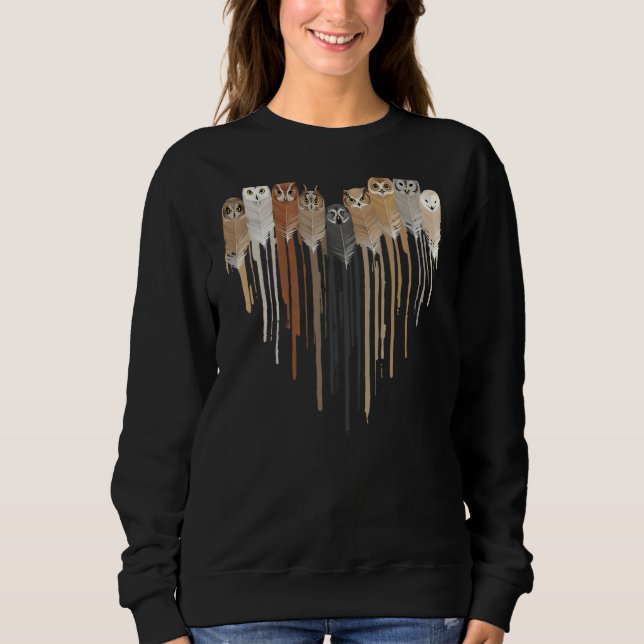 Sweatshirt Love Owl Feather Heart Amérindien Amérindien Améri (Devant)