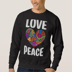 Sweatshirt Love Peace Heart Hippie Abstraite Tie Dye Theme Re