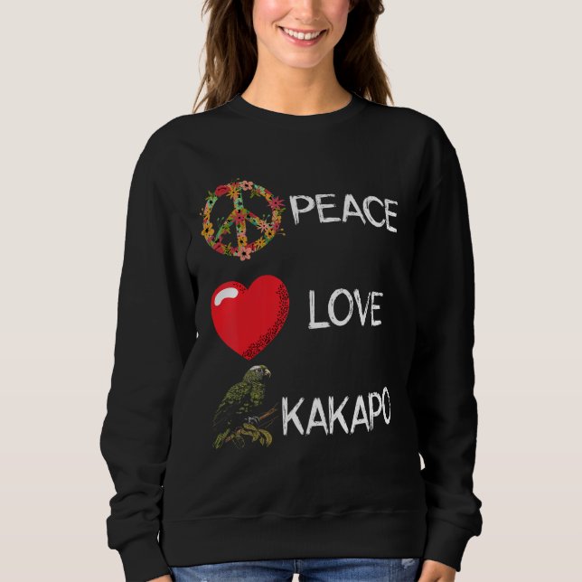 Sweatshirt Love Peace Kakapo Bird Kakapo Parrot New Zealand K (Devant)