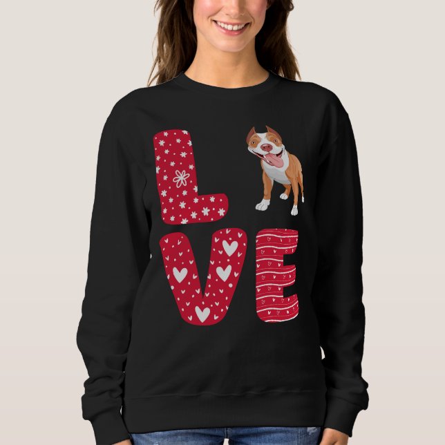 Sweatshirt Love Pitbull Valentines (Devant)