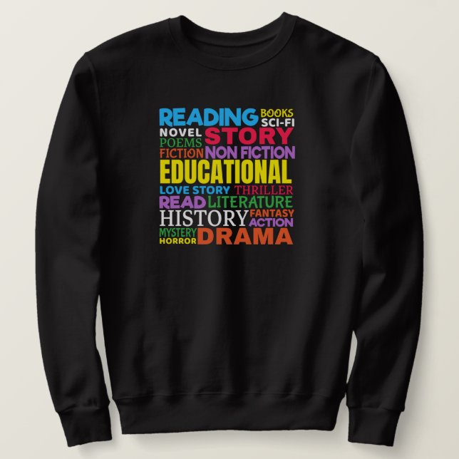 Sweatshirt Love Reading Books - Genre Word Art (Design devant)