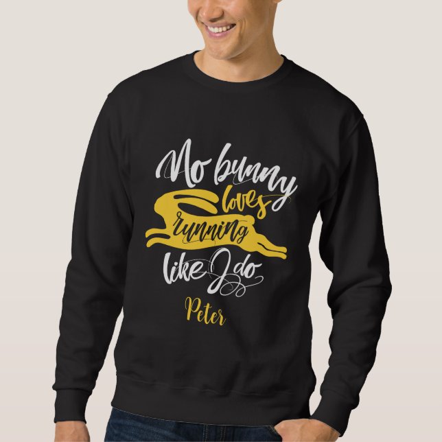 Sweatshirt Love Run Funny Bunny Jaune Motivation Typographie (Devant)