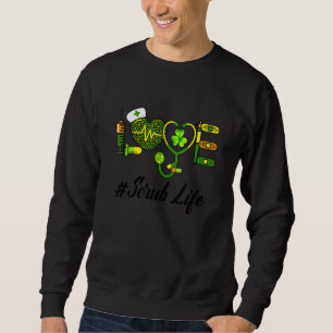 Sweatshirt Love Scrub Life Irlandais Infirmière Stethoscope S