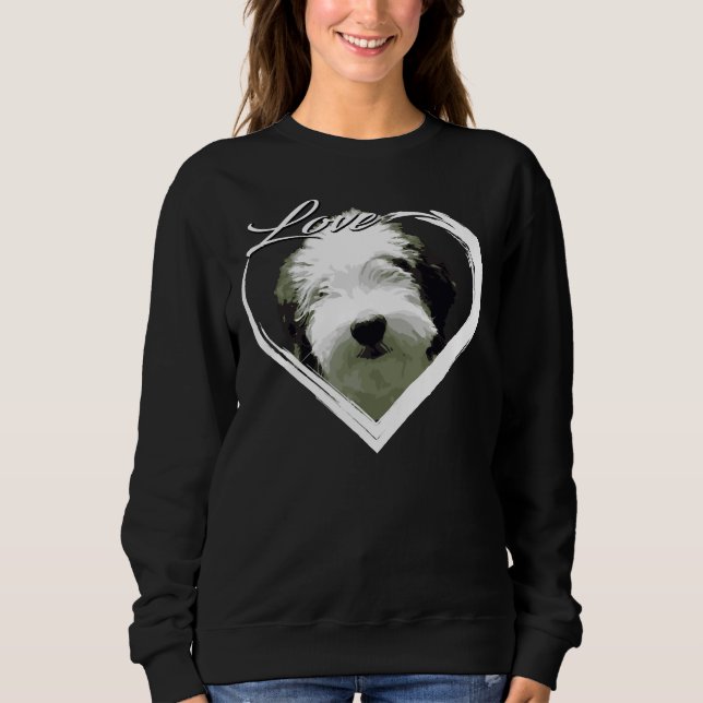 Sweatshirt Love Sheepadoodle Old English Sheepdog (Devant)