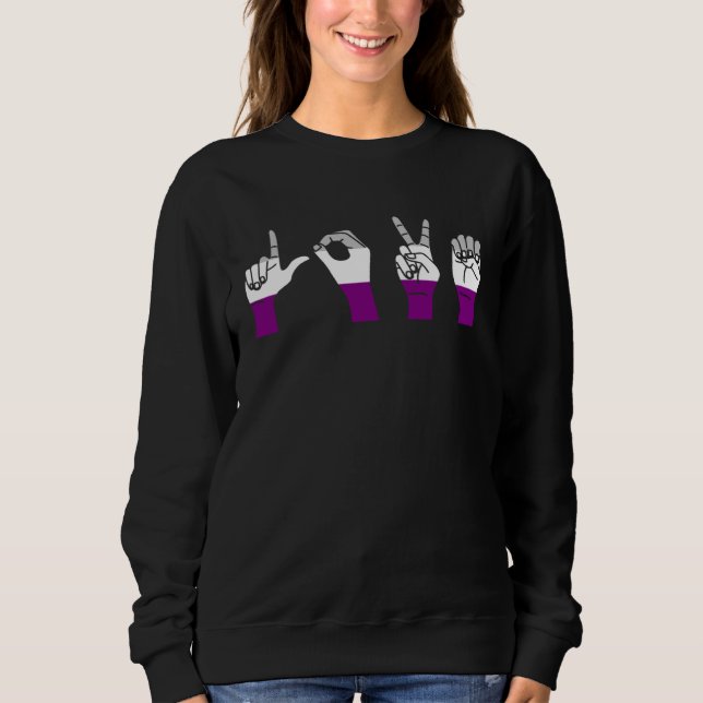 Sweatshirt Love Sign Language Cute ASL LGBTQ Cute Asexual Pri (Devant)
