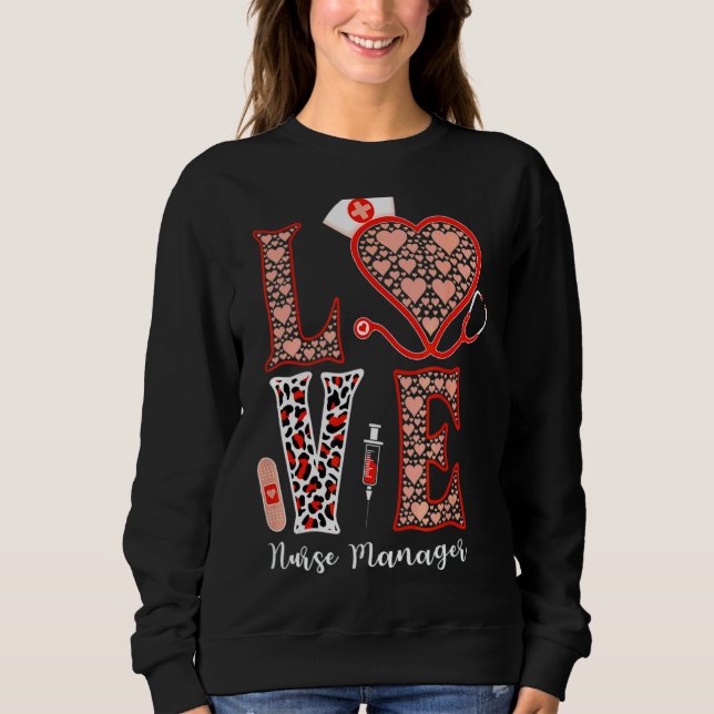Sweatshirt Love Stethoscope Coeur Leopard Infirmière Gestionn (Devant)