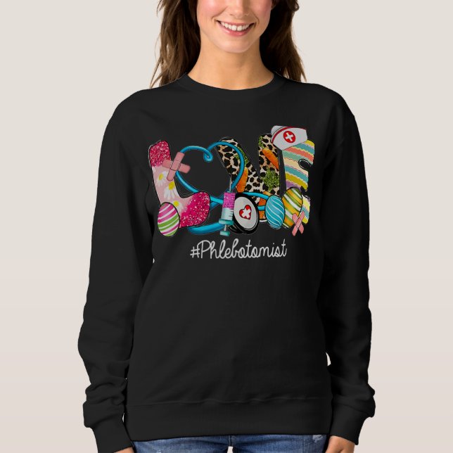 Sweatshirt LOVE Stethoscope Scrub Phlebotomiste Infirmière vi (Devant)