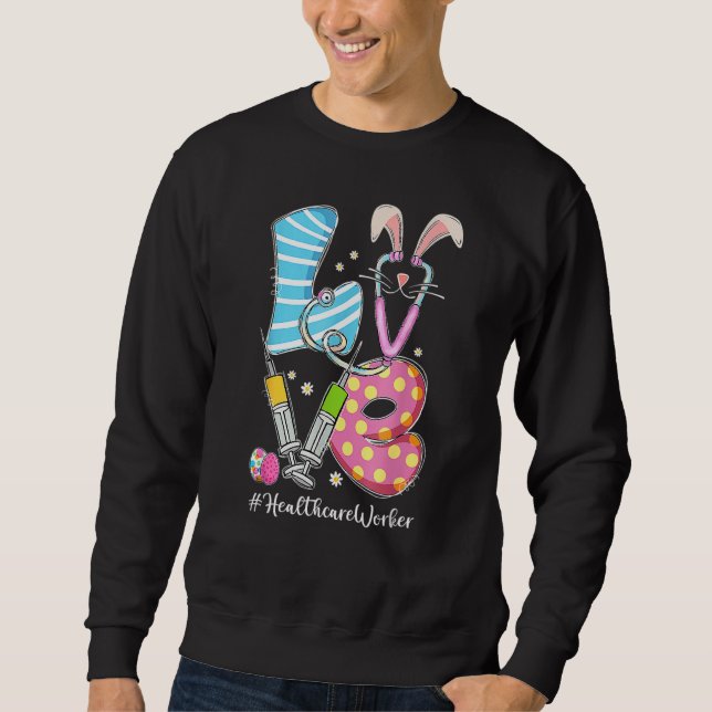 Sweatshirt Love Stethoscope Travailleur de santé Bunny Infirm (Devant)