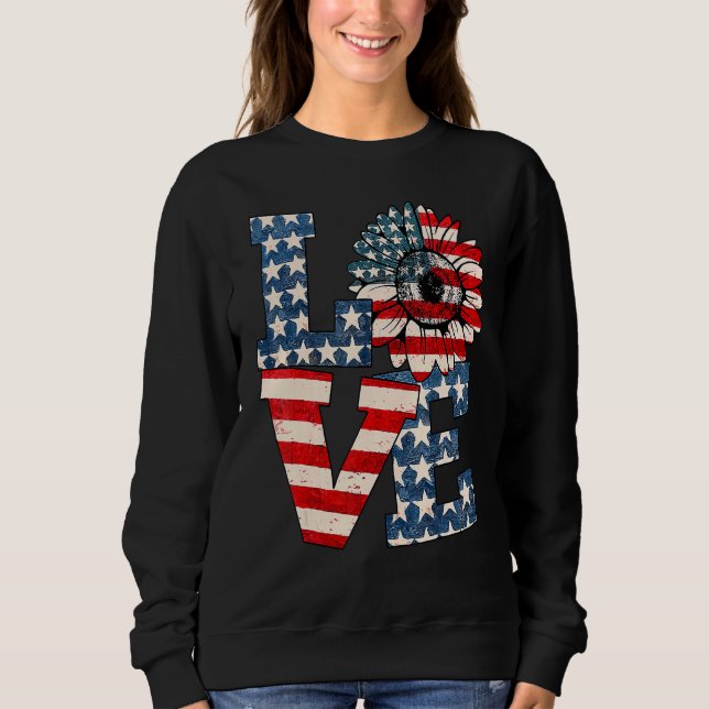 Sweatshirt Love Sunflower Usa Drapeau Fière Célébrer Le 4ème  (Devant)