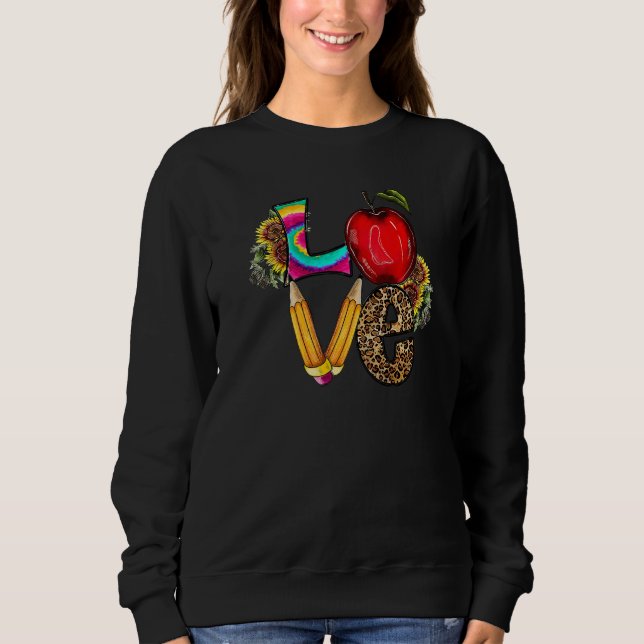 Sweatshirt Love Teacher Pencil Leopard Back To School Teacher (Devant)