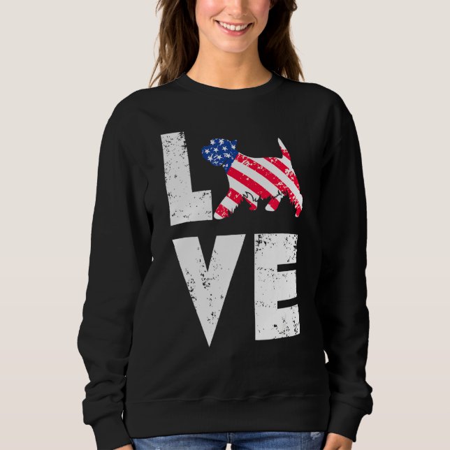 Sweatshirt Love West Highland Terrier Westie Us American Flag (Devant)